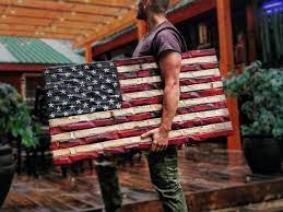 Rustic American Flag Distressed Wood