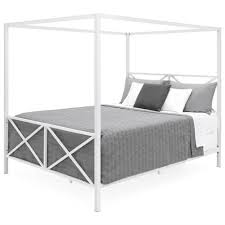 White Metal Canopy Bed Frame
