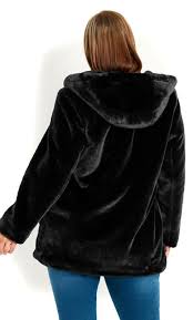 Fur Black Zip Hood Jacket Evans