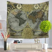Vintage World Map Printed Wall Tapestry