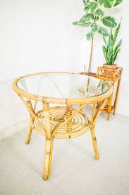 Bamboo Round Circular Glass Top