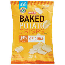 h e b baked potato crisps original