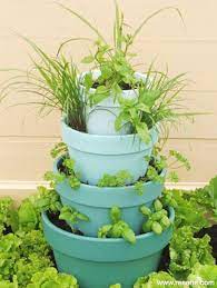 Stacked Herb Planter Painted Pots