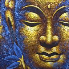 Hand Painted Buddha Art Gold Face