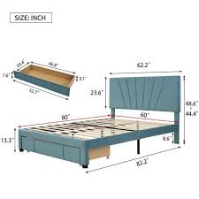 Blue Queen Size Platform Bed
