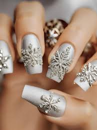christmas nail designs with rhinestones