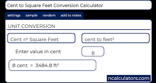 Cent To Square Feet Conversion Calculator