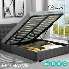 Levede Gas Lift Bed Frame Fabric Base