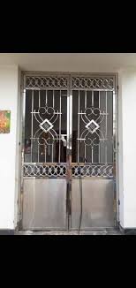 silver stainless steel door grill for home