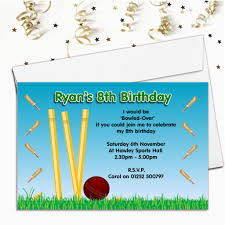 10 Personalised Cricket Birthday Party Invitations N46