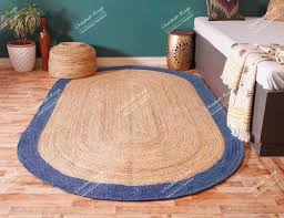 abstract indian hand braided oval jute