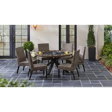 Home Decorators Collection Richmond 7 Piece Aluminum Wicker Round Outdoor Dining Game Table Set