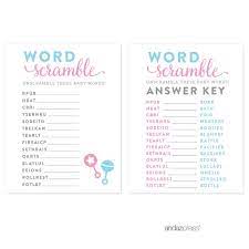 The one who unscrambles the most when the timer goes off wins a prize. Word Scramble Team Pink Blue Gender Reveal Baby Shower Games 20 Pack Walmart Com Walmart Com