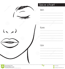 Beautiful Woman Portrait Face Chart Makeup Artist Blank Template