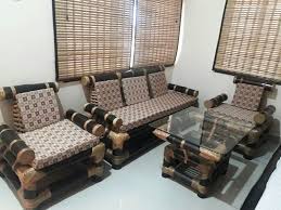 brown rectangular bamboo box sofa set