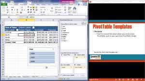 pivottable templates in excel 2010