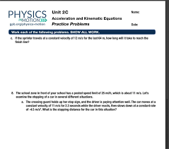 Physics Unit 2c Inmotion Acceleration