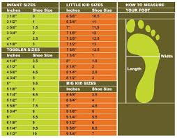 Foot Measurements By Shoe Size Toddler Shoe Size Chart
