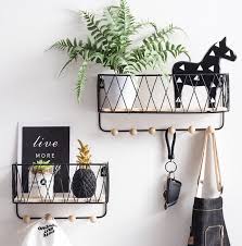 wall mounted metal wood basket shelf