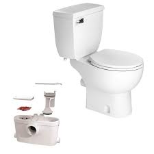 An upflush toilet is a type of installation for bathrooms, kitchens, and wet bars below the existing drain line. Saniflo Saniaccess 3 Upflush Toilet Kit
