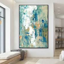 Large Framed Abstract Canvas Art Teal