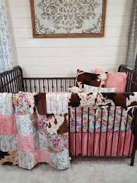 Girl Crib Bedding Summer Fl And Cow