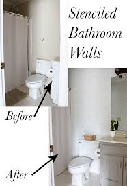 bathroom makeover stenciled walls
