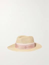 maison michel henrietta grosgrain trimmed straw hat women pink hats