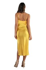 Yellow Cowl Neck Slip Dress The Mode Uae Online Dress Hire