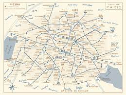 paris metro map 1956 blue and gold