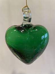 Mexican Blown Glass Heart Jade Green