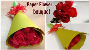 Bunch flowers pencil drawing for kids pencil sketch flower. How To Make Paper Rose Flower Bouquet Diy Paper Craft Youtube