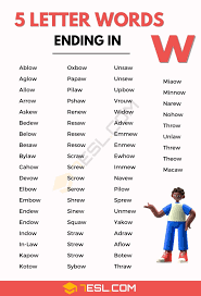 80 useful 5 letter words ending in w