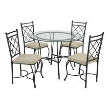Dining Set 5 Piece Round Table Glass