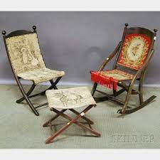 two victorian folding carpet chairs