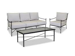 wrought iron lounge set in canvas flax