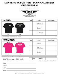 T Shirt Order Forms Danvers 5k