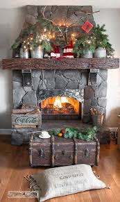 Metal Filled Winter Fireplace Mantel