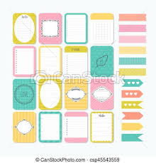 Template For Notebooks Cute Design Elements Flat Style Notes Labels Stickers Collection Of Various Note Papers