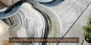how to secure area rug on top of carpet