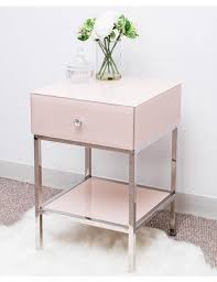 glass bedside table with one drawer