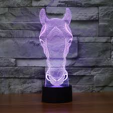 Horse Head Shape Acrylic 3d Led Night