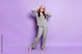lovely cheerful wear pajama posing