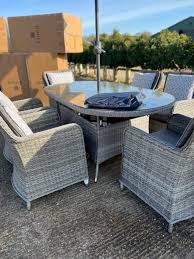 6 Grey Columbia Armchairs 1 8mtr Oval