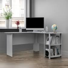 Home parsons desk size / dimensions: Ameriwood Home Dominic L Desk With Bookshelves Dove Gray Walmart Com Walmart Com