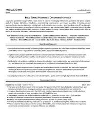 Field Service Manager Resume