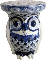 Ceramic Blue White Owl