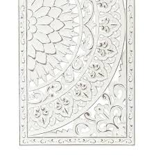 Luxenhome Set Of 2 Carved Fl Patterned Wood Wall Decor