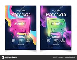 Night Club Musical Party Cartoon Vector Flyers Stock