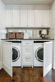 Our washer and dryer are in a recessed niche as you walk through the short hall that connects the guest room to the rest of the house. Tiny Laundry Room Try These 10 Creative Cabinet Ideas